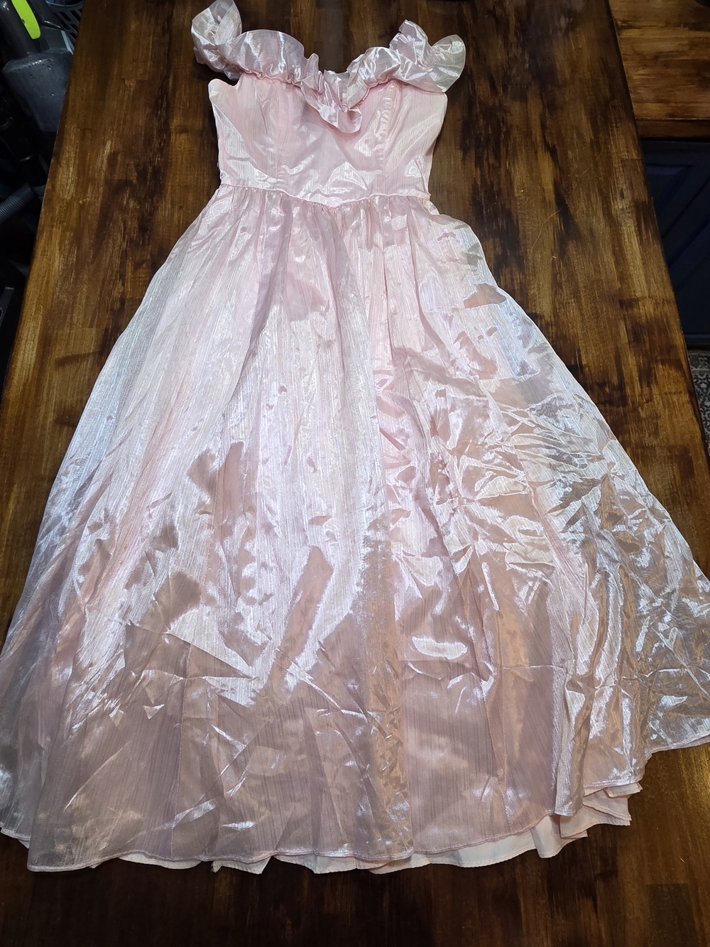 Vtg 70-80s Union Made Dress Pink Lace Coquette Barbiecore Prom Bridgerton XS